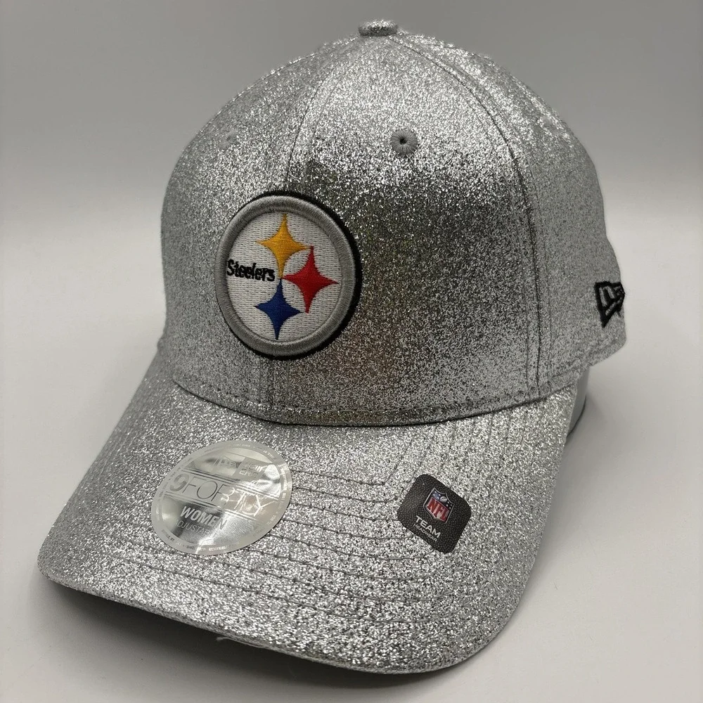 Pittsburgh Steelers New Era Womens Hat 9FORTY Strap Back Sparkle Silver NFL NEW